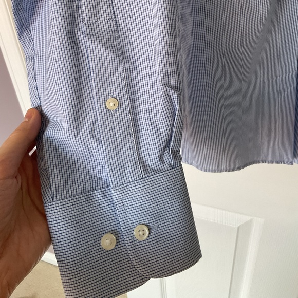 🆕 Nautica Classic Fit White and Blue Tattersall Button Down Dress Shirt - Picture 5 of 12